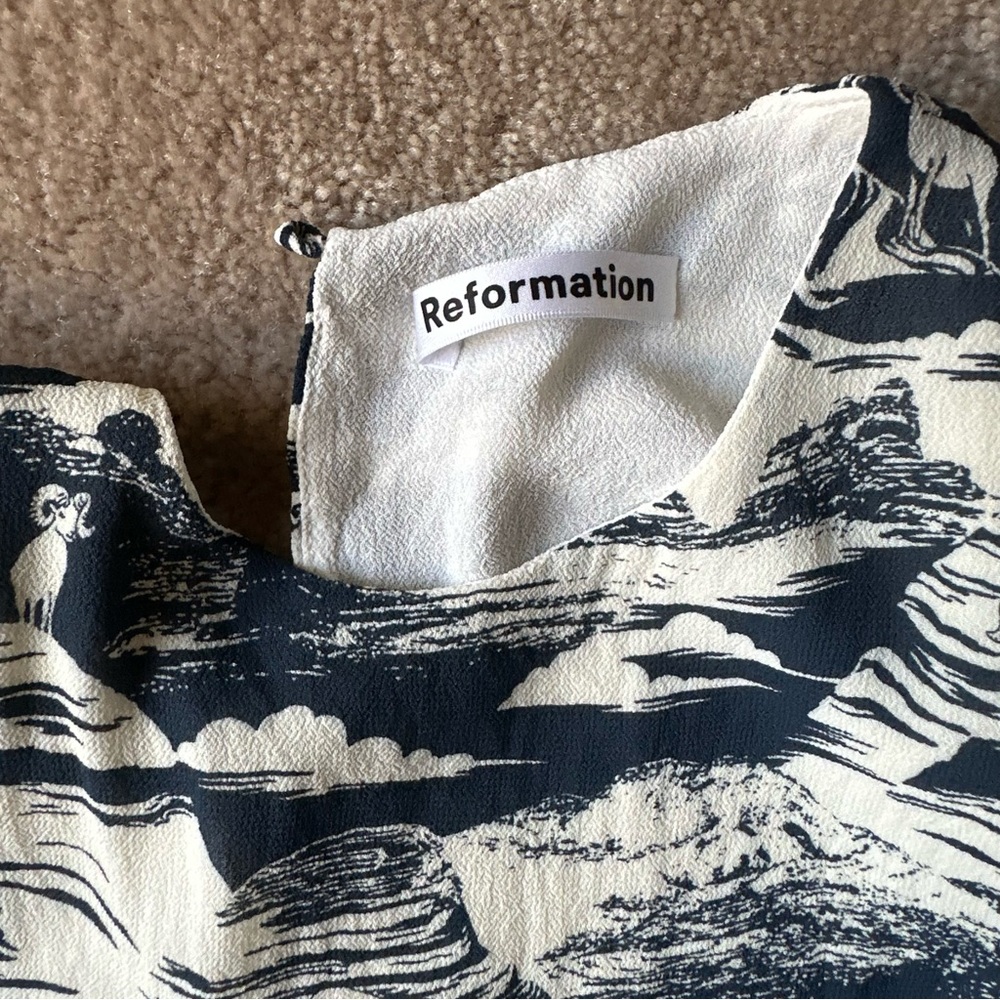 Reformation Blue and White Long Sleeve Dress - Picture 3 of 3